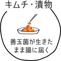 キムチ・漬物　善玉菌が生きたまま腸に届く